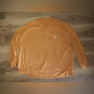 Carhartt K128 Loose Fit Long Sleeve Pocket Henley Shirt Men's 2XL Orange